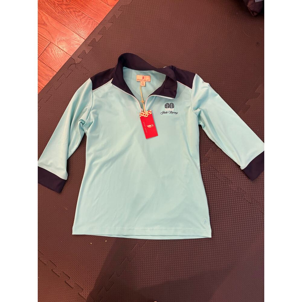 NEW Sport Haley Performance 3/4 Golf Polo Blue Glade Springs Resort Small